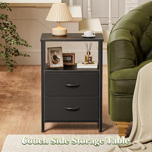 Huuger Night Stand Set of 2, Nightstand with 2 Drawers, Bedside Table