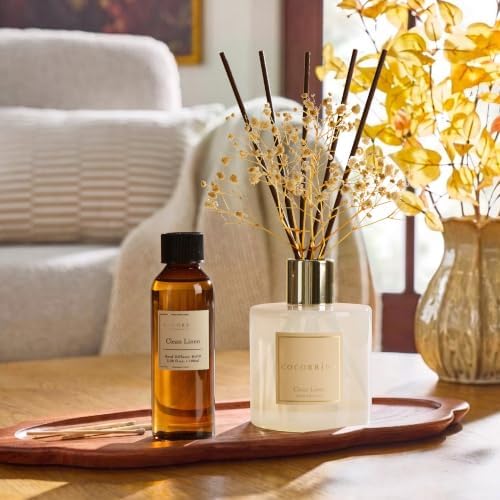 COCORRÍNA Clean Linen Reed Diffuser Refill, 3.38 fl oz, 6 Reeds