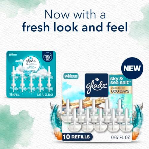 Glade PlugIns Air Freshener Refills, Sky & Sea Salt, 10 Count
