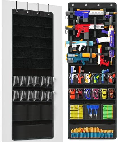 Over The Door Organizer for Toy Gun, Hanging Toy Storage Organizer, Black