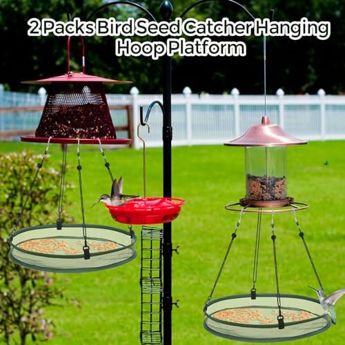 FoldTier 2 Pieces Bird Seed Catcher Tray Hanging Round Mesh,20 Inch