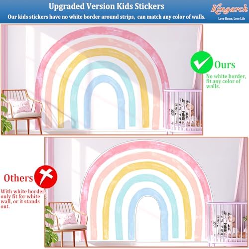 Large Watercolor Rainbow Wall Decals, Colorful Peel and Stick Fabric Nursery Wall Decor, Removable Home Room Wall Decor Murals Stickers for Kids Girls Toddler Bedroom Living Room Playroom