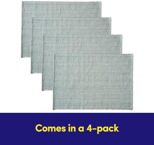 Sweet Home Collection 100% Cotton Placemats for Dining Room Rectangle Two Tone Woven Fabric 13" x 19" Soft Durable Table Mat Set, Set of 4, Pale Green