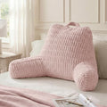 Blissful Diary Reading Pillow, Backrest Pillow with Shredded Memory Foam for Adult & Children, Designed for Bed and Couch Sitting Up, Includes Arms, Pockets and Washable Cover, Pale Pink