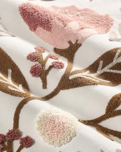 Embroidered Floral Throw Pillow Cover 18x18 Inch, Elegant Flower
