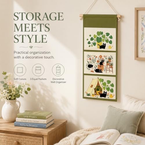 IAXIC Garden Wall Organizer, Canvas Storage Pockets for Nursery Room