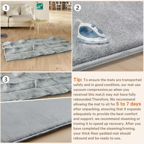 Baby Play Mat Floor,Tummy Time Area Rug 50x50 Playpen Muscle Mat Light Grey