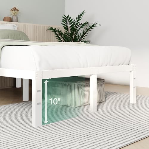 Novilla Queen Size Bed Frame, 12 Inch Metal Platform Bed Frame Queen Size with Storage Space Under Bed, Heavy Duty Steel Slat Support, Easy Assembly, No Box Spring Needed, White