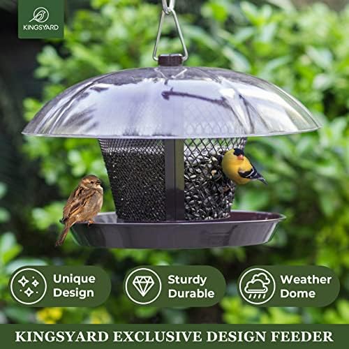 Kingsyard Rain-Resistant Metal Mesh Bird Feeder for Outdoor Hanging