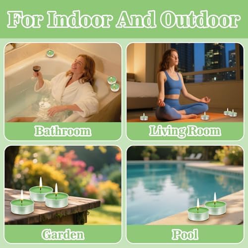 MAQIHAN 25PCS Green Tealight Candles Set - Mini Votive Tea Light Candles
