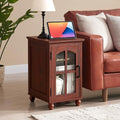 RWYHG Narrow Side Table, Farmhouse Nightstand with Charging Station