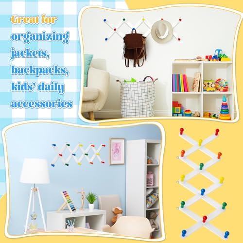 Suzile Kids Coat Rack Wall Mount Expandable Accordion, Bright Color