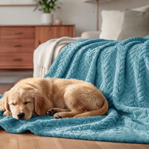 Exclusivo Mezcla Fleece Throw Blanket for Couch Sofa, 50”x70”, Slate Blue