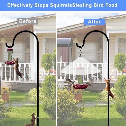 19 Inch PP Squirrel Baffle for Outdoor Bird Feeders - Hanging Bird Feeder Umbrella Guard, Squirrel Proof Protector for Shepherd Hooks & Poles, Semi-Transparent, 1 Pack