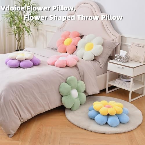 Flower Pillow,23.62" Daisy Pillow Purple Decorative Pillows