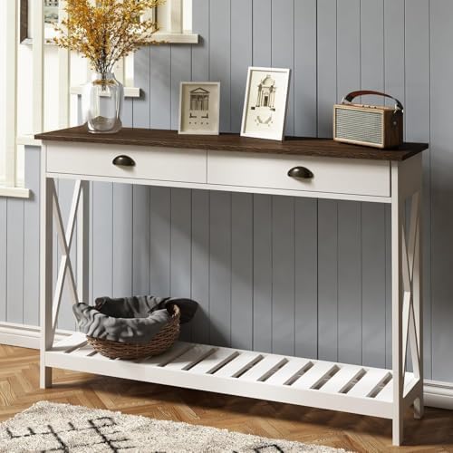ChooChoo Console Table with Drawer for Entryway with Stable X Supports