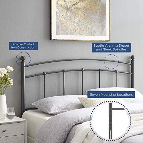 Modway Abigail Twin Metal Headboard in Gray