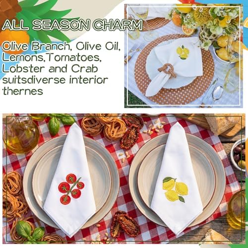 HunnmingRe 12 Pcs Italian Summer Cloth Napkins Bulk 100% Cotton, 17x17inch