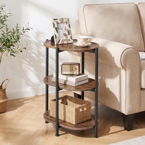HOOBRO 3-Tier Oval Side Table, Narrow End Table for Small Spaces