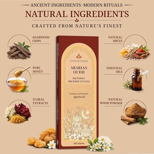 Pure Oud Incense Sticks, 100% Natural Organic Non Toxic, 100 Sticks, Clean Burning No Charcoal, Sustainably Harvested, Positive Vibes Incense, Meditation Gifts – Spritual Cleansing