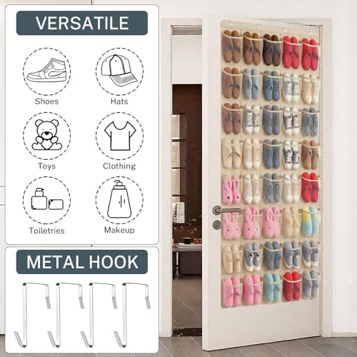 40-Pocket Over the Door Shoe Organizer - Large Mesh Pocket Hanging Shoe Organizer,Behind the Door Shoes Storage Holder Hanger