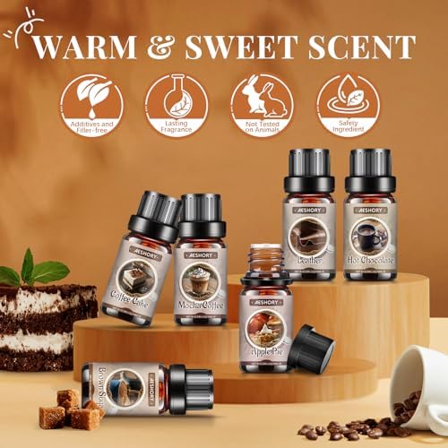 Bakery Essential Oils Set, Gifts for Mom & Wife, Fragrance Oils for Diffusers,Candle & Soap Making,Aromatherapy Oil -,Chocolate, Coffee Cake, Coffee, Apple Pie,Brown Sugar, Leather Scents