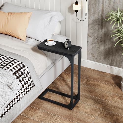QEEIG Narrow C Table Side Tables Set of 2 (7.1" Width, Black)
