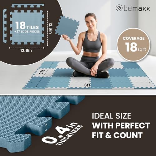 bemaxx Gym Mats Set - EVA Interlocking Foam Floor Tiles Workout Mat Puzzle