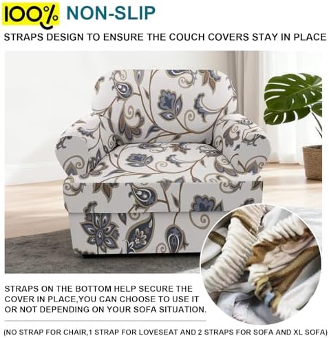 NILUOH 2-Piece T-Cushion Armchair Slipcover, Stretch Chair Cover with Separate Seat Cushion Cover, Soft Washable Furniture Protector for Living Room