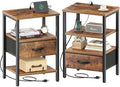 SUPERJARE Nightstand Set of 2 with Charging Station, USB-C Port, End Tables