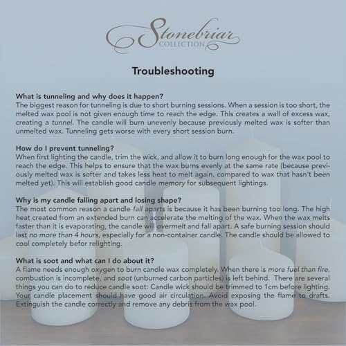 Stonebriar 80 Hour Long Burning Unscented Pillar Candles, 3x8, Ivory, 6 count