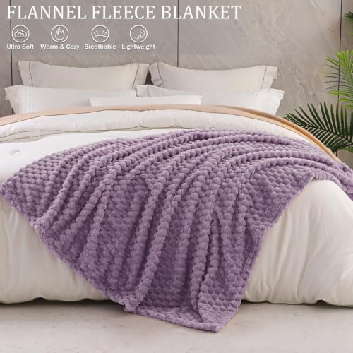 Exclusivo Mezcla Large 3D Fleece Throw Blanket for Couch, Grayish Purple