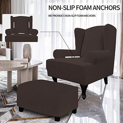 Easy-Going Stretch Large Wingback Chair Sofa Slipcover Chocolate
