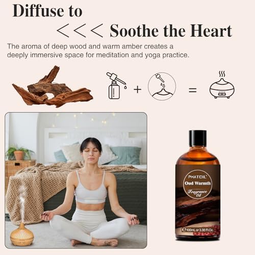 PHATOIL Oud Warmth Fragrance Oil for Diffuser Aromatherapy 3.38FL.OZ