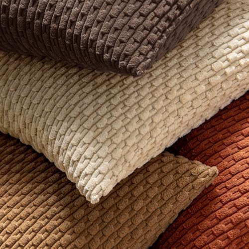 MIULEE Decorative Throw Pillow Covers 20x20 Dark Brown Textured Corduroy