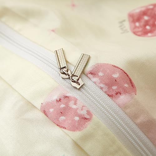 Strawberry Duvet Cover Set 100% Cotton,Full(80"x90"),Cream