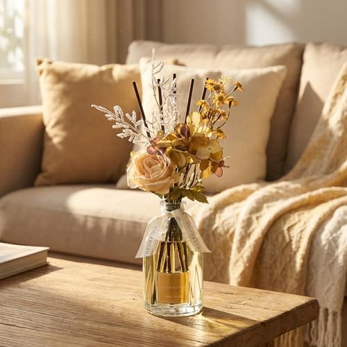 COCORRÍNA Reed Diffuser - Neroli Vanilla 8.5 Fl.oz Flower Reed Diffuser with Sticks, Bedroom Bathroom Shelf Decor (Floral Basket Collection)