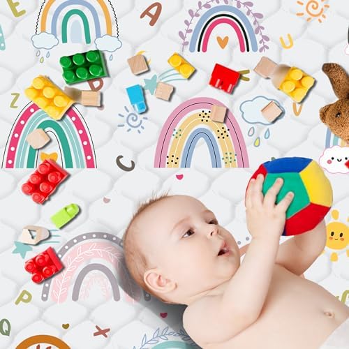 Baby Play Mat, Thick & Soft 71" X 59" Playpen mat (Rainbow)