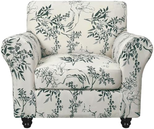 SearchI Sofa Cover Couch Covers, 2 Pieces Armchair Slipcover with 1 Separate Cushion Cover Stretch Soft Furniture Protector for Living Room Couch Cover for Pets Kids(Armchair, Foliage)