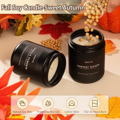 Auelife Fall Candle Set for Home Scented, Soy Wax, 4 Pack 28 oz