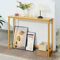 Bamboo Narrow Console Table, 39.4"(L) Wood Small Entryway Table, Accent Slim Hallway Tables, Thin Sofa Side Tables for Hallway, Living Room, Bedroom, Foyer, Burlywood