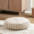 Intelligent Design Round Chenille Tufted Floor Pillow Dia 22"x6" Ivory