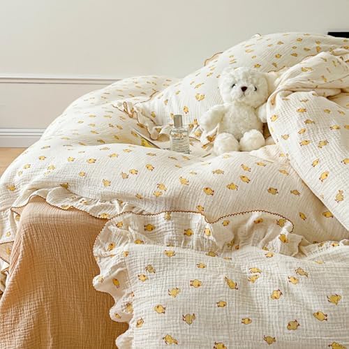 Muslin Cotton Duvet Cover Twin Kids Bedding, Duck Print, No Pillow