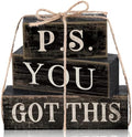 Yuntau 4 Pcs Farmhouse Motivational Decor Wooden Block Black Decor