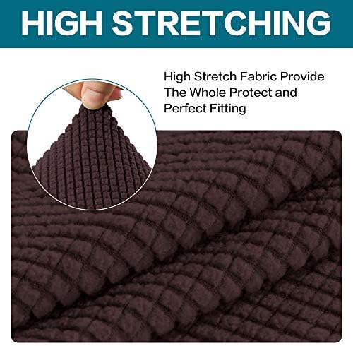 Turquoize Stretch Sofa Slipcover 2 Pieces Sofa Cover Couch Cover for 2 Cushion Couch Washable Furniture Protector Covers with Elastic Bottom Feature Thick Jacquard Fabric (Loveseat, Brown)
