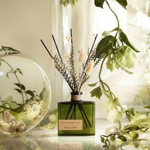 COCORRÍNA Dried Flowers Reed Diffuser, White Flower Scent 6.76 fl oz