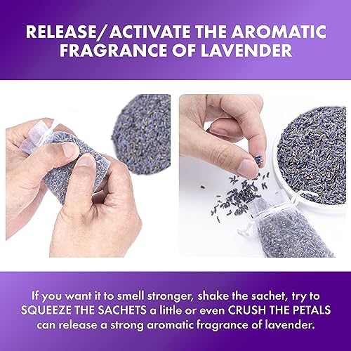 Lavande Sur Terre French Lavender Sachets for Drawers and Closets Fresh Scents, Set of 36, Home Fragrance Sachet for Closets and Drawers, White, LV-C-36-2