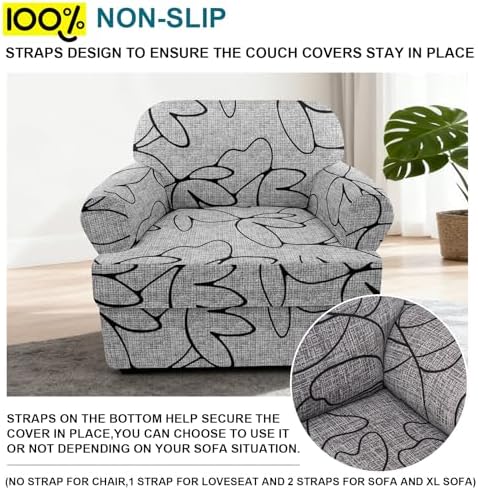 NILUOH 2-Piece T-Cushion Armchair Slipcover, Stretch Chair Cover with Separate Seat Cushion Cover, Soft Washable Furniture Protector for Living Room