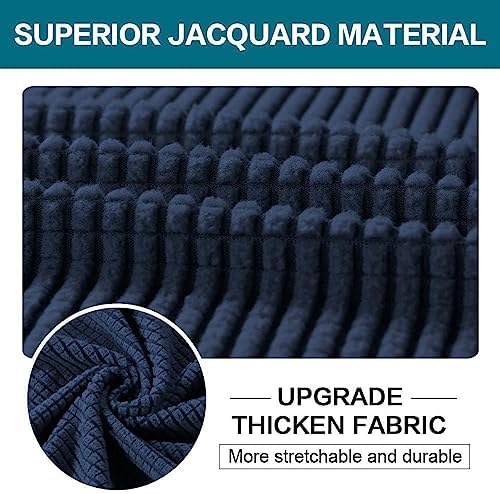 Turquoize 3 Piece Sofa Covers for 2 Cushion Couch Sofa Slipcover Soft Couch Cover for Dogs-Washable Sofa Furniture Covers with 2 Individual Cushion Covers, Thick Jacquard Fabric (Loveseat, Navy)