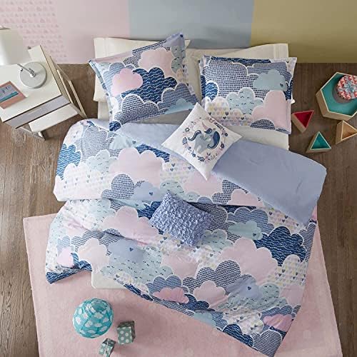 Intelligent Design Kids Cotton Vibrant Fun Blue Queen Duvet Cover Set, 5pc